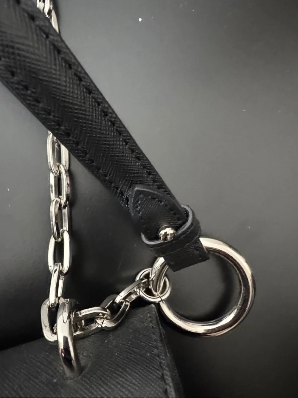 Vivienne Westwood Black Leather Shoulder Bag with Silver Chain